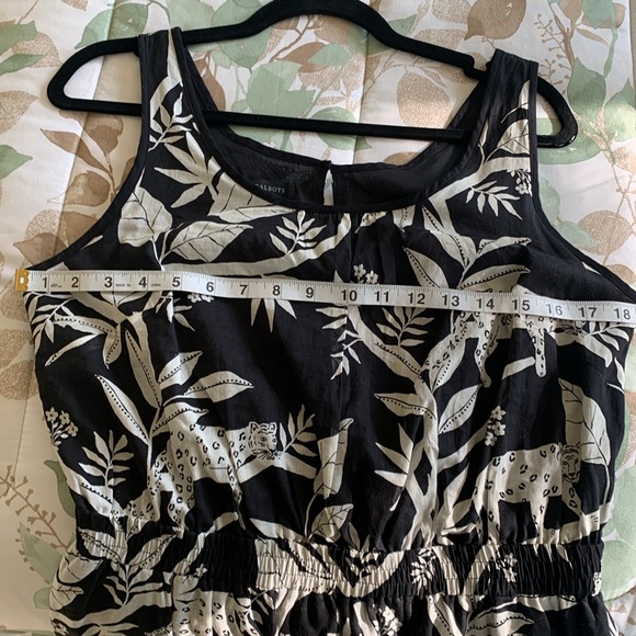 TROPICAL PANTHER TIPPED FIT FLARE DRESS SZ 6 cotton lined pockets midi - Picture 11 of 13